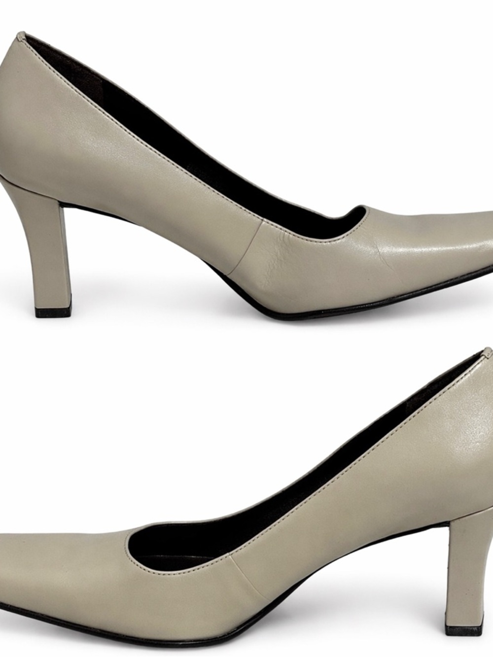 Etienne Aigner G-OLGA Beige Leather Square Toe Block Heel Pumps 8M - Picture 7 of 12